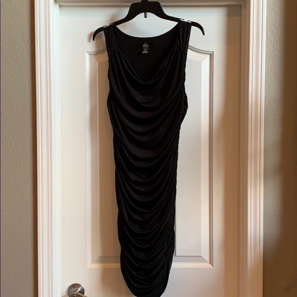 Black ruched maternity dress